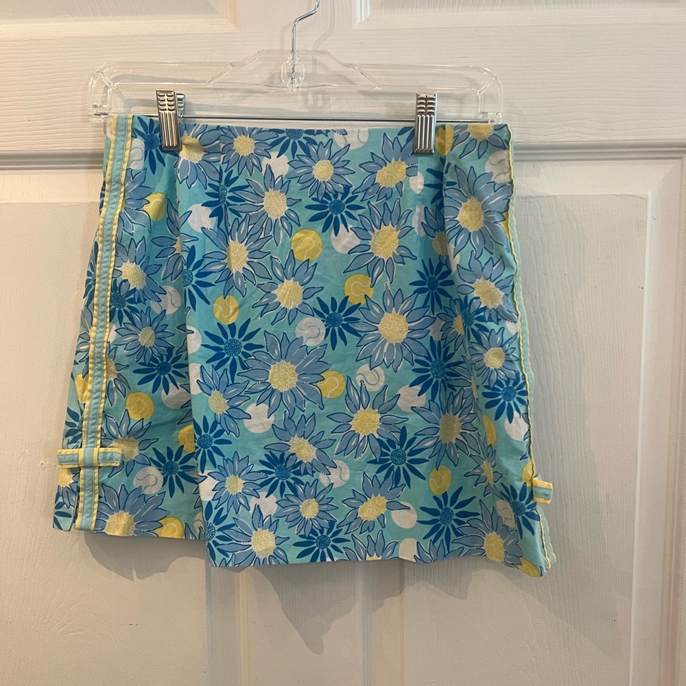 Lilly Pulitzer Floral Blue and Yellow Skirt sz 6